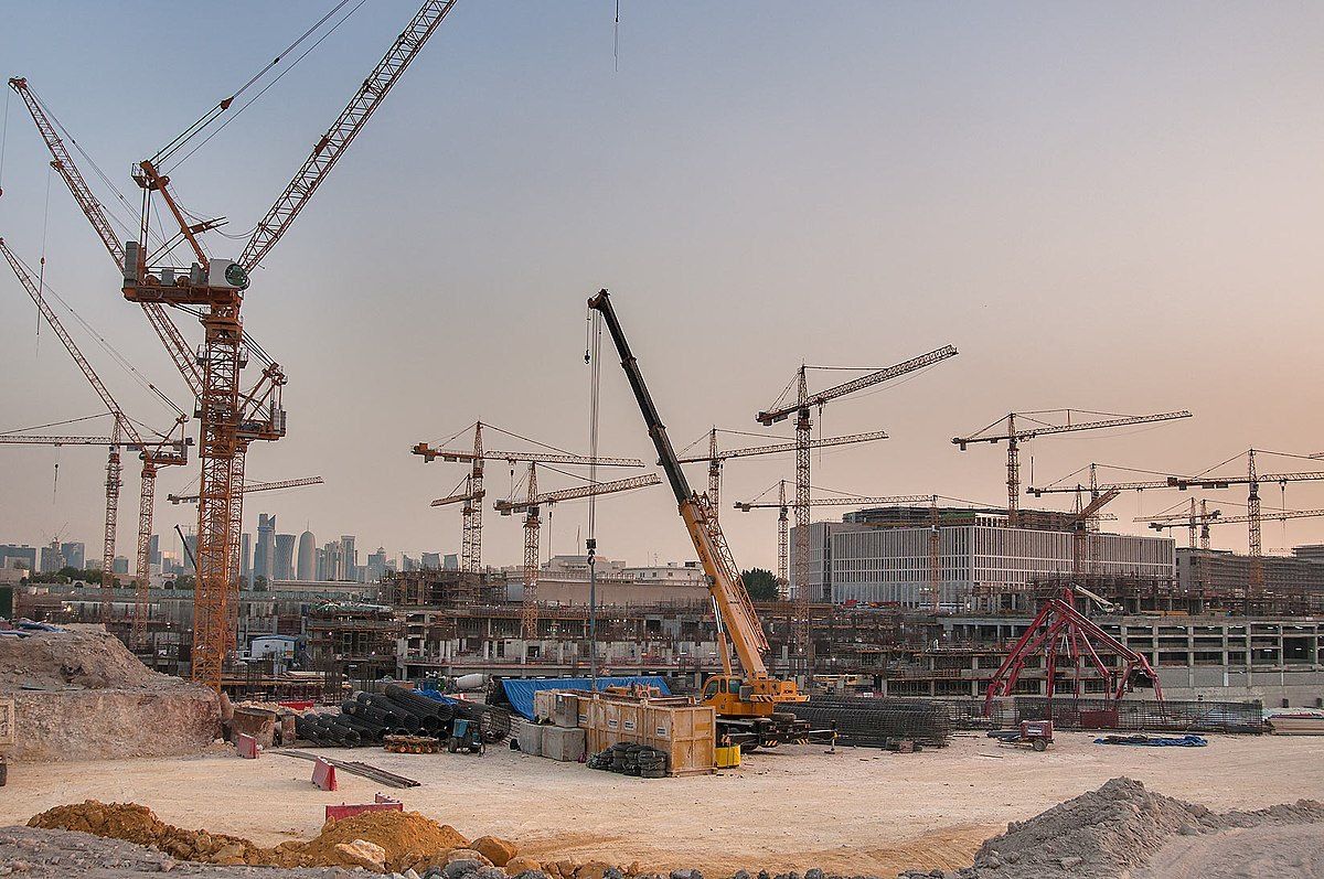 Construction site with cranes